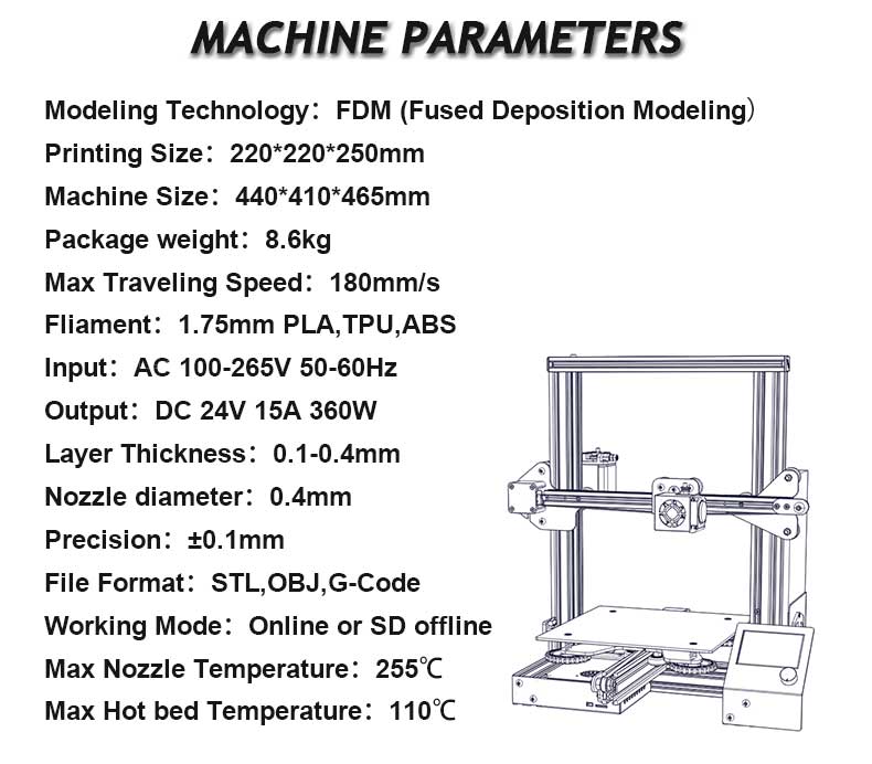 Creality Ender-3 - 220*220*250 mm affordable 3D printer